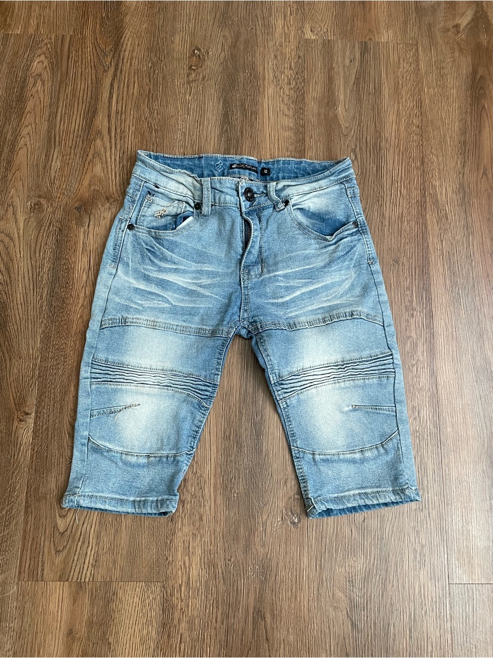 Rocawear Light Blue Denim Moto Biker Shorts Kids Size 12